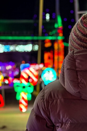 A young girl enjoys the lights at Bentleyville in Duluth.