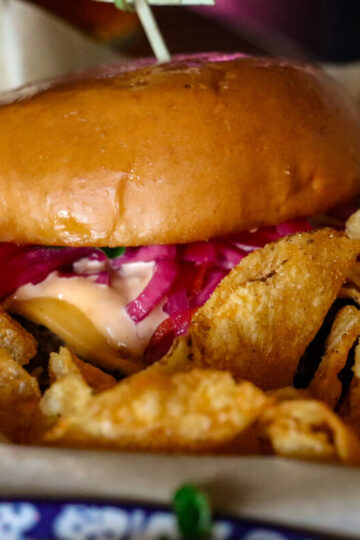 A burger from Poplar Haus, on the Gunflint Trail.